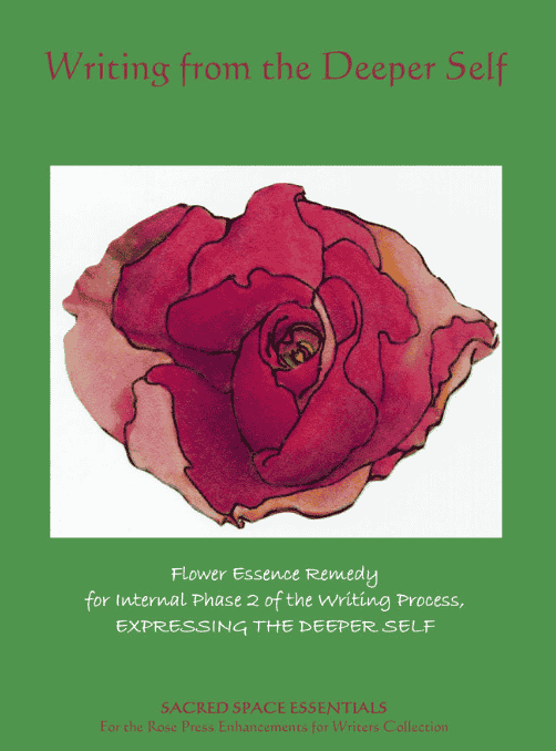 Book cover titled 'Writing from the Deeper Self' with a watercolor illustration of a pink and red flower on a green background.