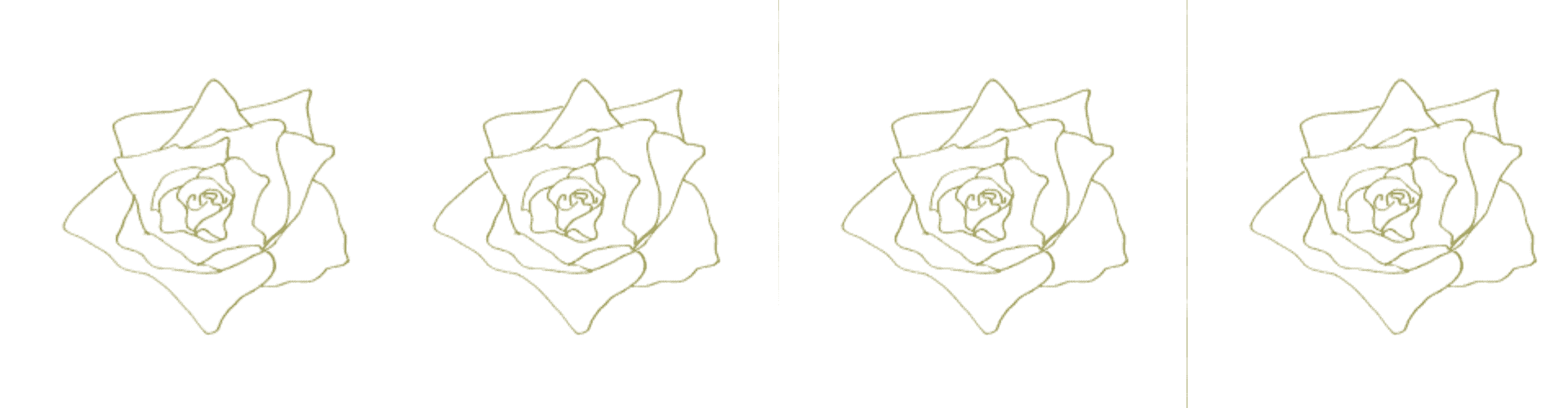 Banner, simple line drawing of a rose emerging from the center of an open book, rendered in gold outline on white background.