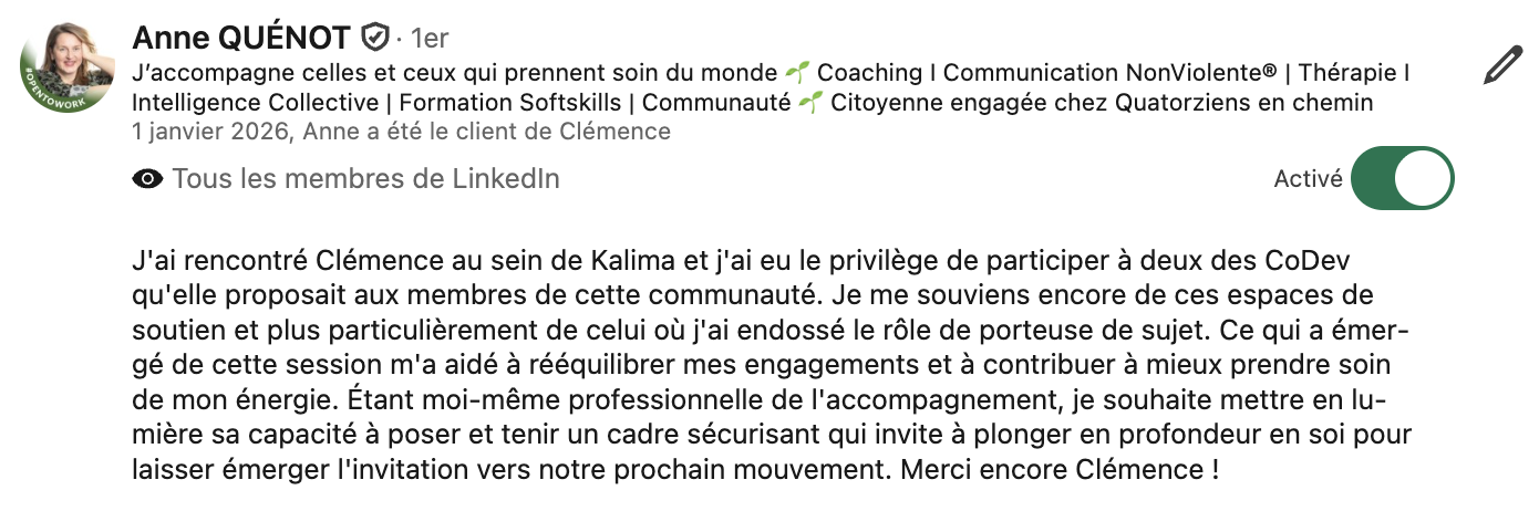 temoignage codev iseau coaching clemence nicollet nantes