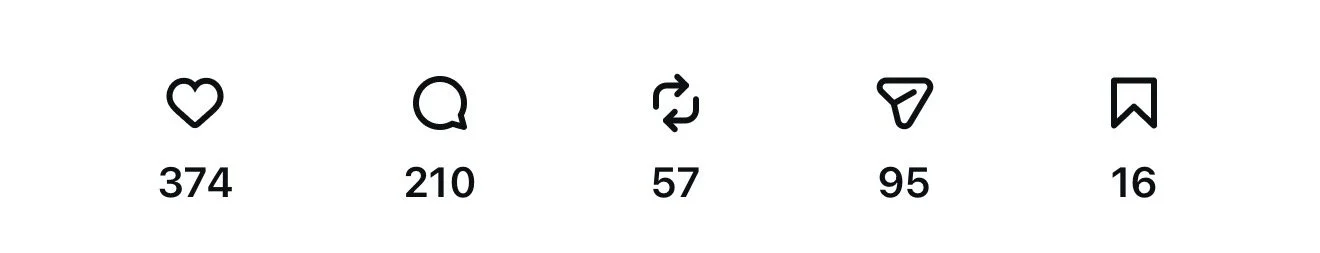 screenshot of instagram results 374 likes, 210 comments, 57 reposts, 95 shares, 16 saves