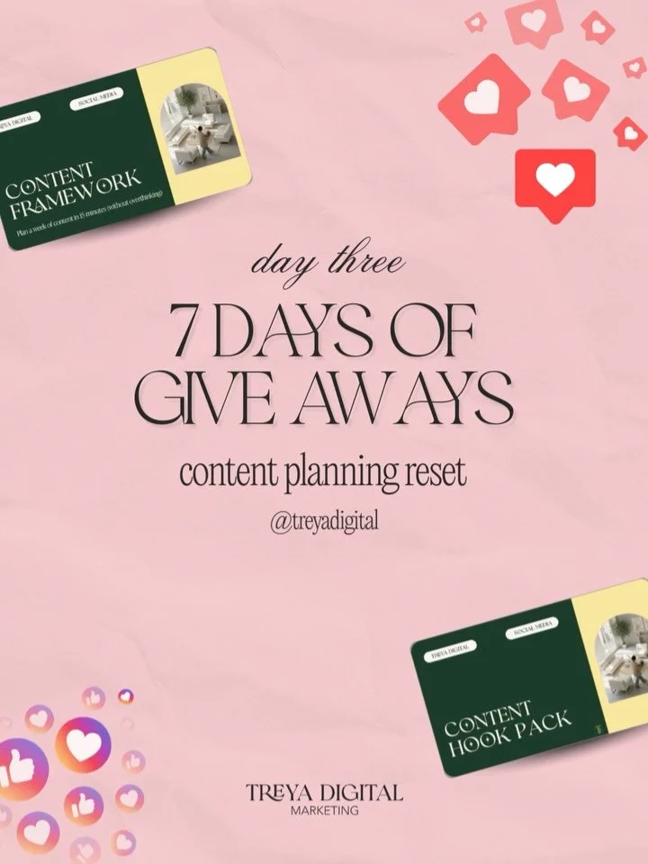 Day 3 of 7 in our 7 Days of Giveaways 🪩🥂 a little something to give back to the amazing women building their dreams 🎁👩🏻&zwj;💻✨

TODAY&rsquo;S PRIZE:
✨ my special content planning framework which allows me to plan an entire week of content in 15