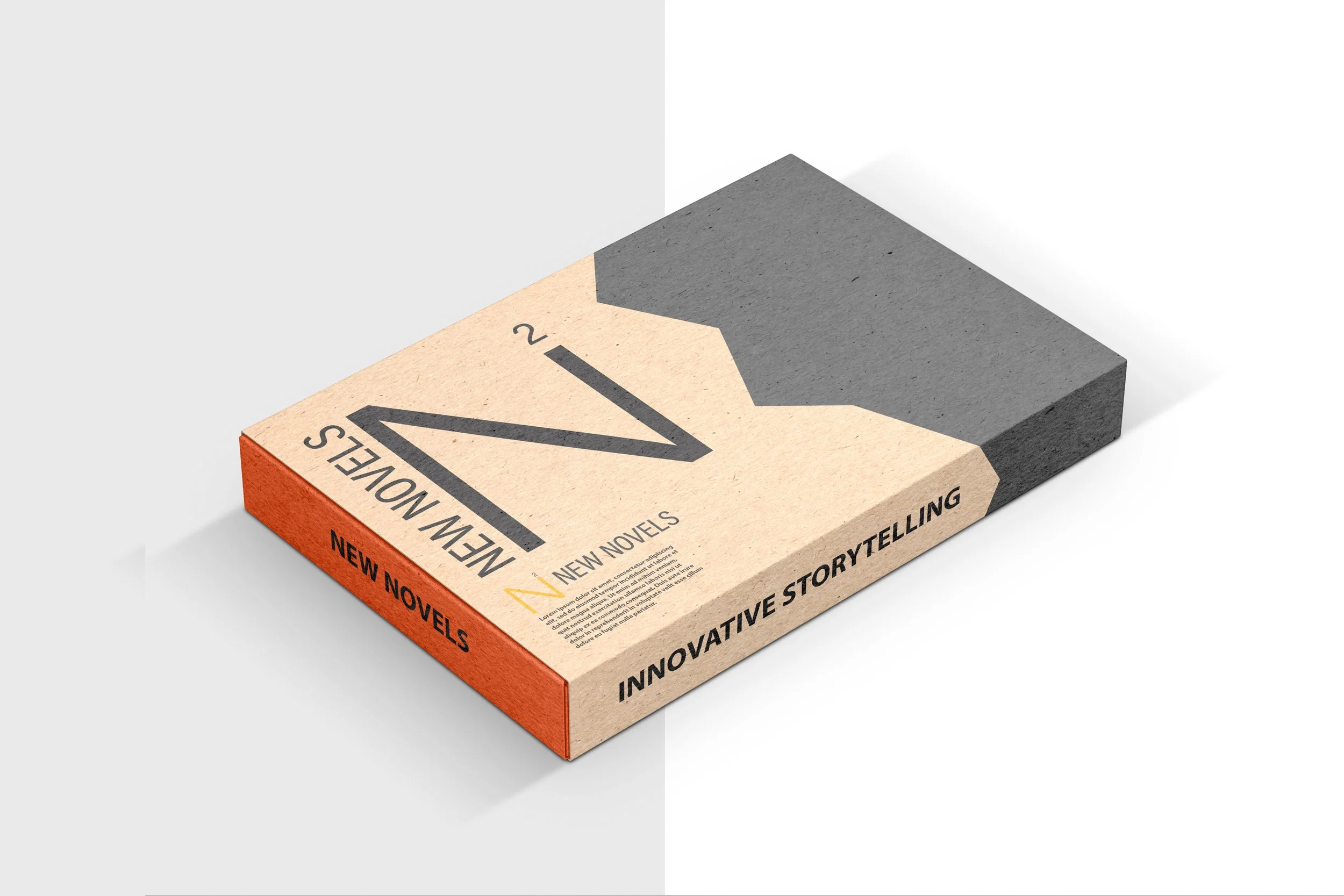 Adobe Illustrator + InDesign + Photoshop: Packaging for potential book company, New Novels.