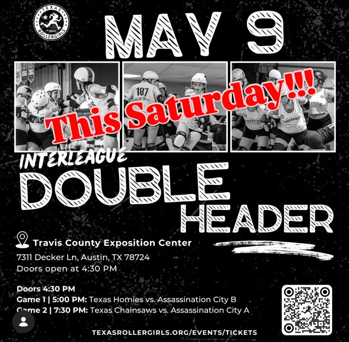 It&rsquo;s derby time again!!! This time we&rsquo;ll be out at Travis County Expo Center. Doors at 4:30pm, action starts at 5pm!! Come out for amazing roller derby action AND cool vendors! Hope to see you there!!!!