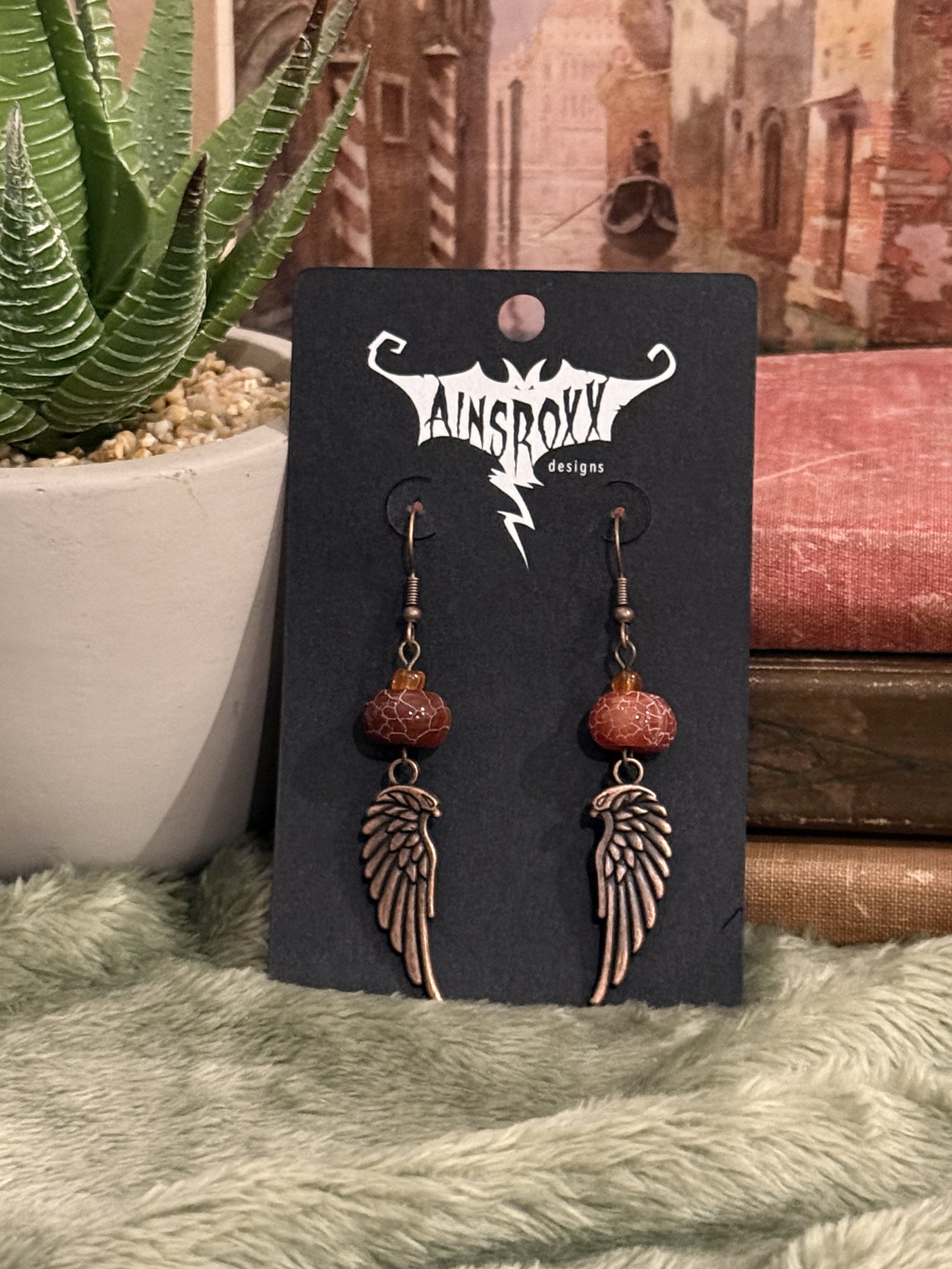 Crackle Bead Copper Wings