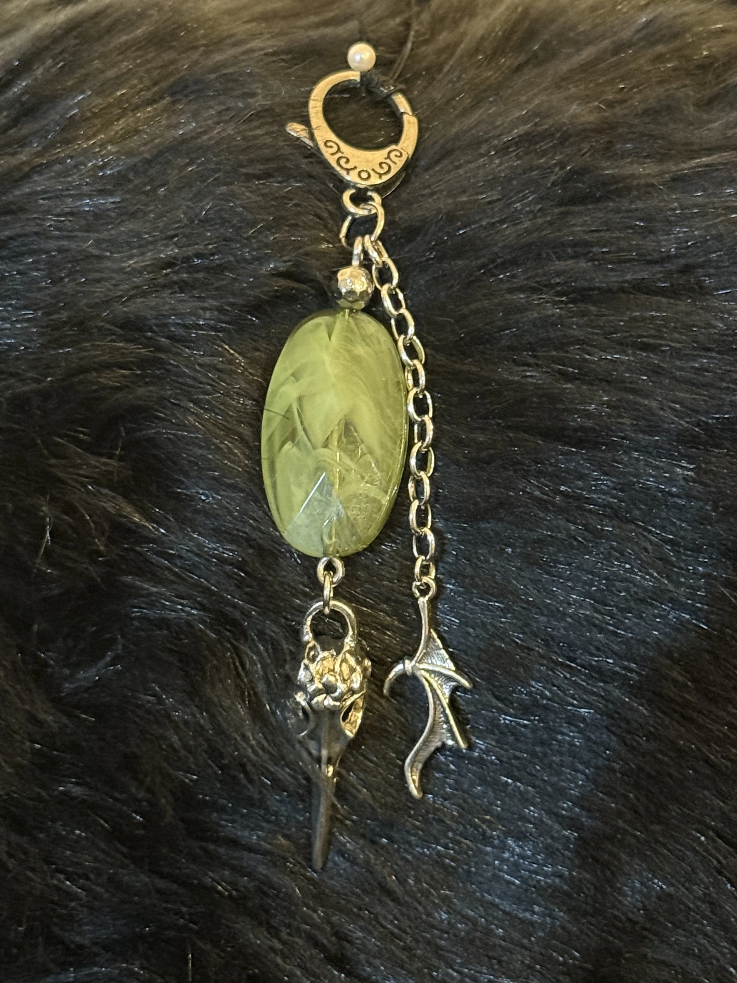 Green Stone Bird Skull