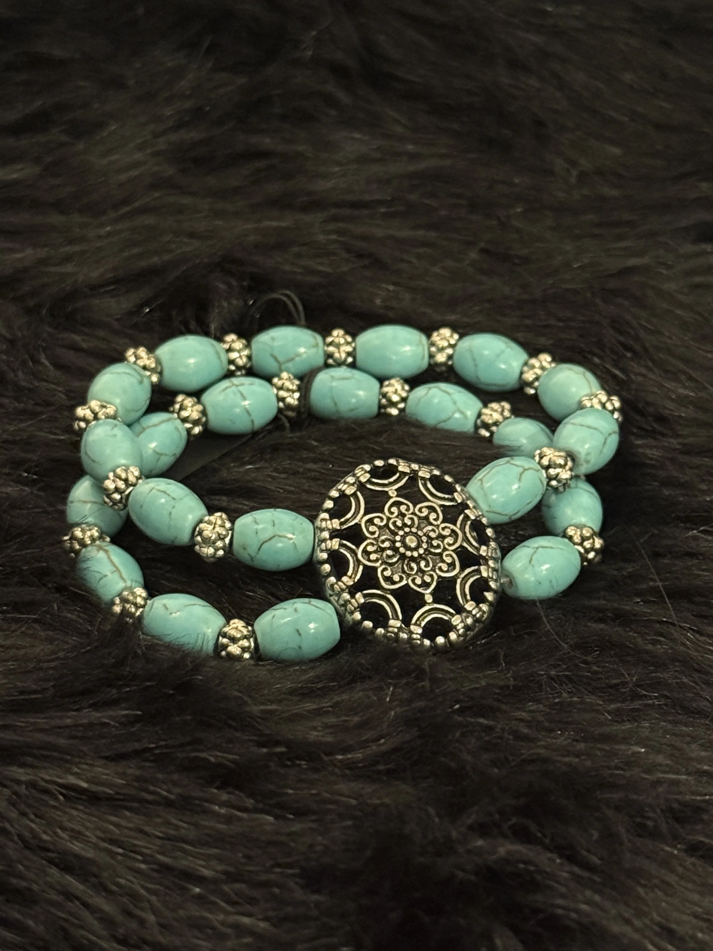 Turquoise with Silver Medallion (Stretch)