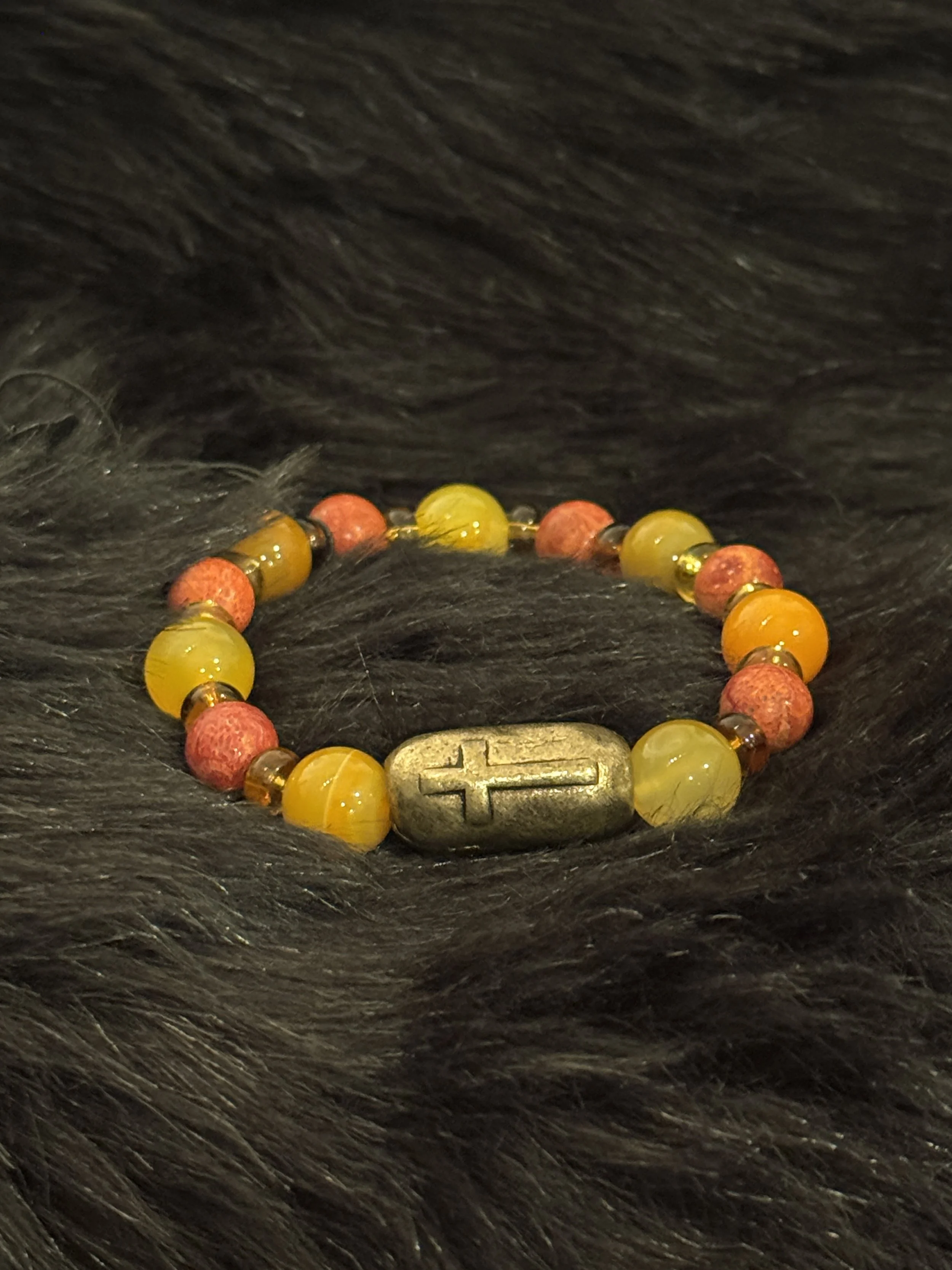 Orange Bead Cross (Stretch)