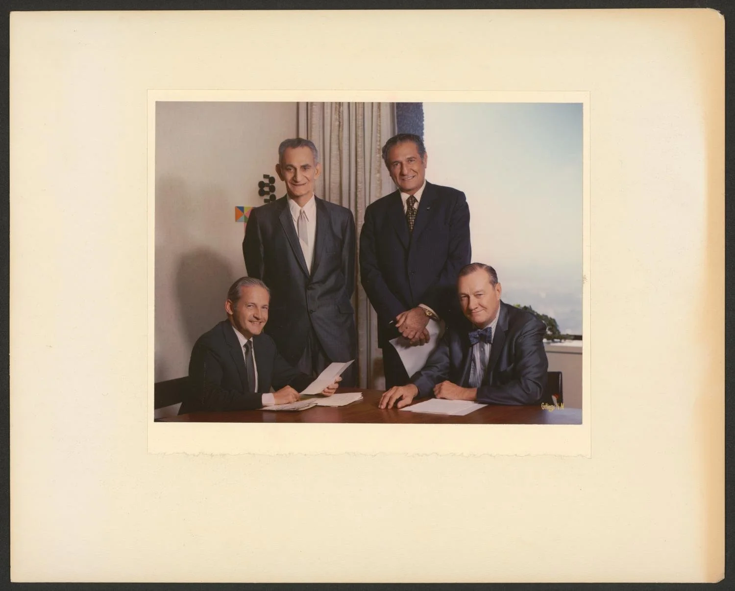  In 1964, Four Dallas leaders—Peter Stewart, Julius Schepps, Joe Neuhoff, and John Stemmons—gather to establish the Thanks-Giving Square Foundation and bring to life a vision for a downtown space devoted to gratitude and interfaith connection. 