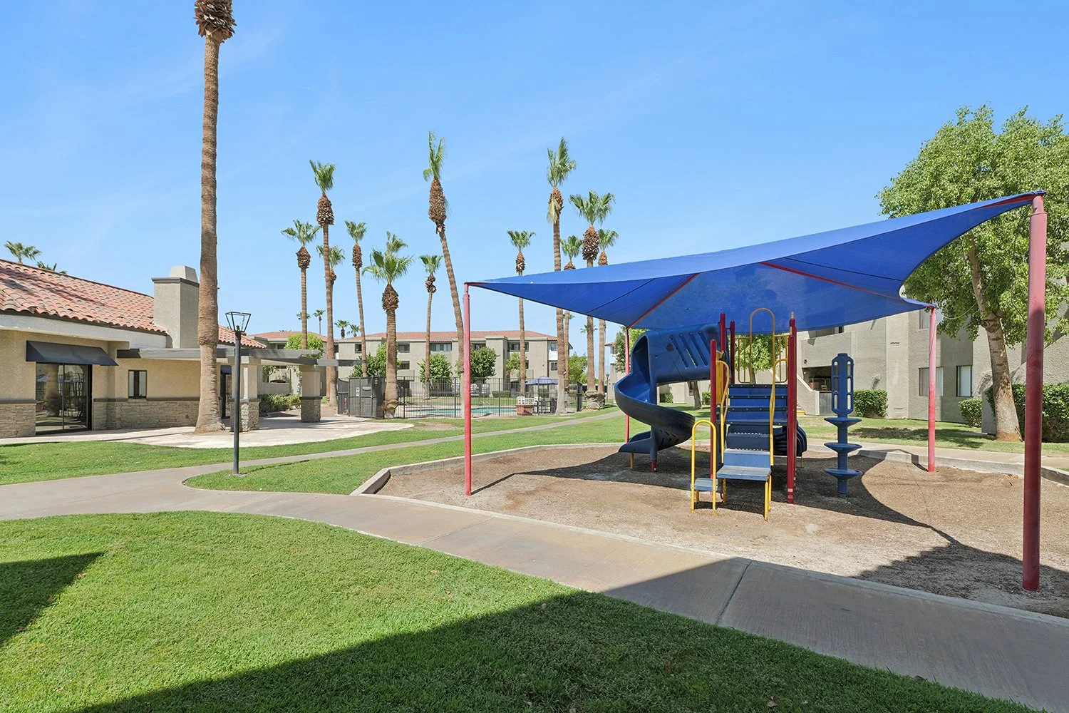 This image features a shaded playground perfect for younger children. 