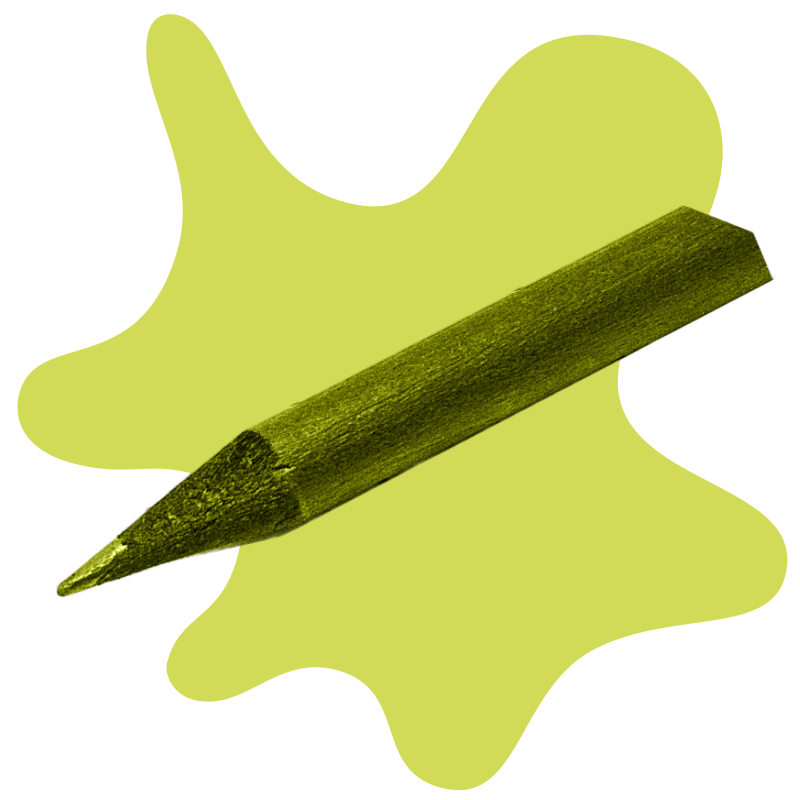 Cropped image of a pencil in front of yellow organic shape