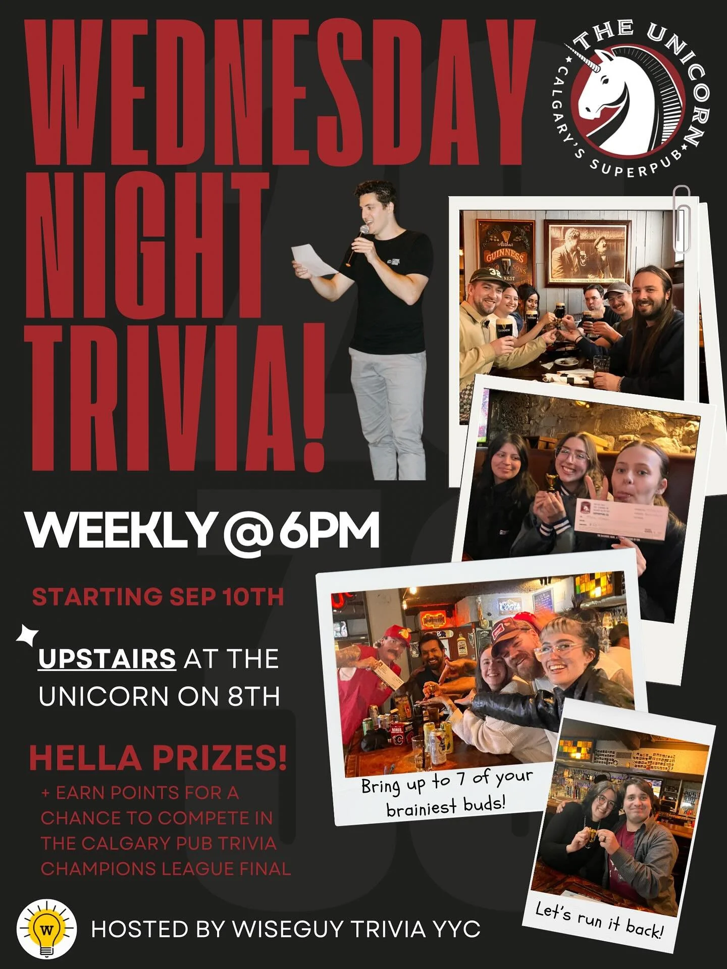 STARTING SEPTEMBER 10TH&hellip; We are rebooting trivia at the Unicorn on Stephen Ave, now on Wednesdays!

Join us upstairs for the same awesome trivia, great food and drinks, prizes and brain-busting fun. 🤩 

Please DM us if you have any questions!