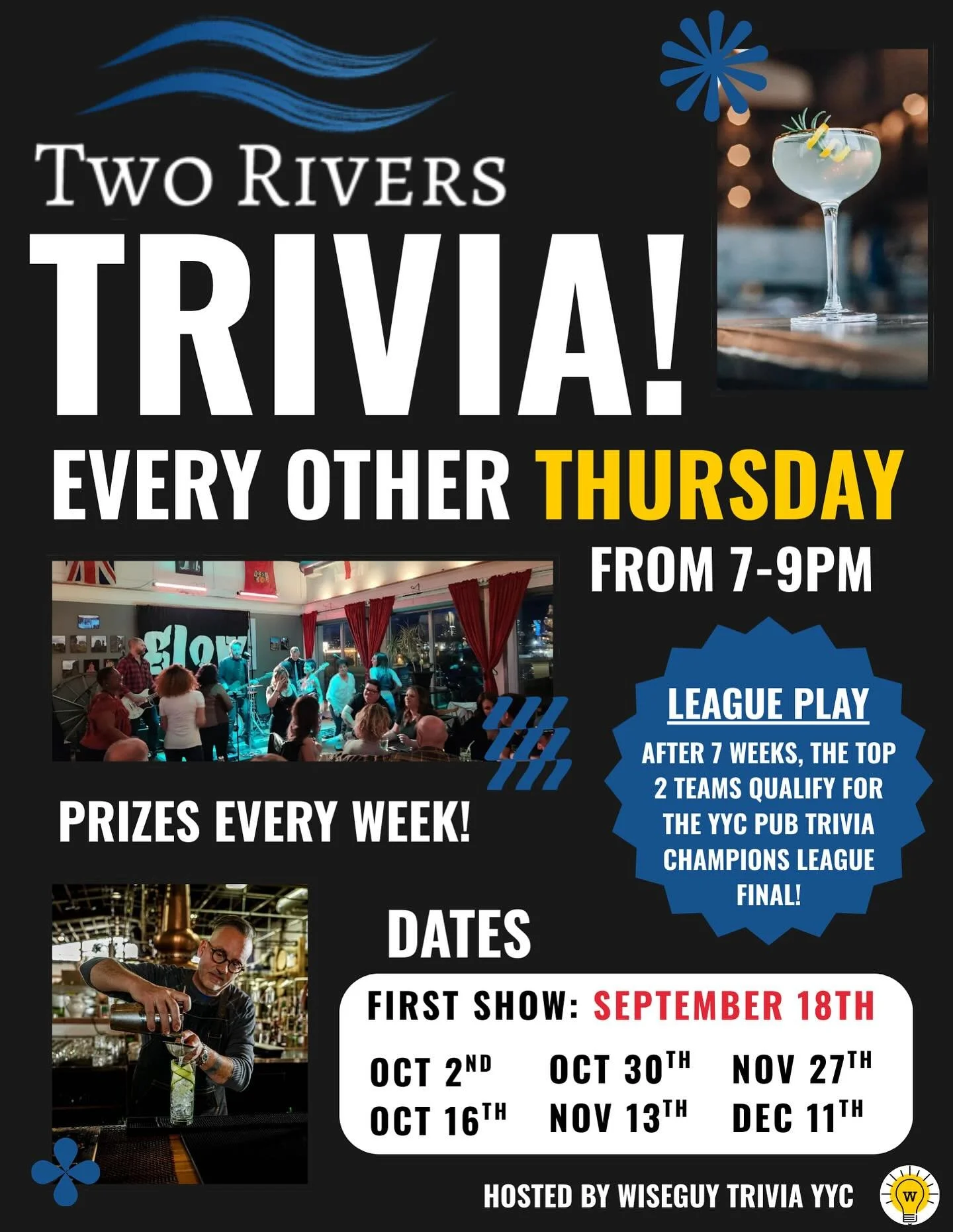 Coming this season to the Calgary Pub Trivia Champions League&hellip; a NEW biweekly trivia show at @tworiversdistilling starting September 18th 🤩

Two Rivers serves up some of Calgary&rsquo;s finest cocktails, great food and other offerings (even b