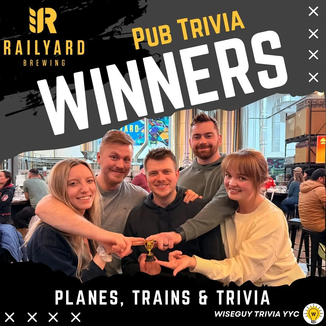 The many photogenic faces of our Trivia regulars at the Railyard Taproom! 🤩