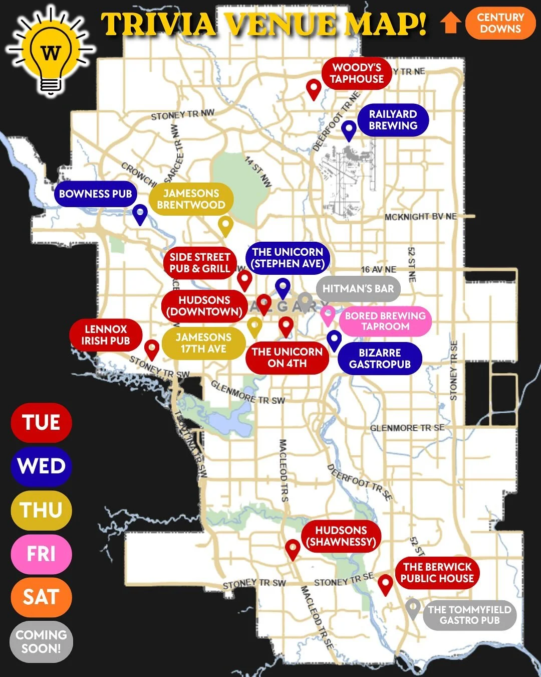 Our UPDATED venue map for April, 2026!