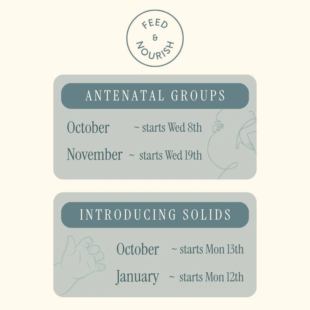 Upcoming dates!

A N T E N A T A L  G R O U P S
Is your baby due in December or January? 🧡

This supportive antenatal group is for mums-to-be who want to feel genuinely prepared for feeding their baby and build a community of support around them.

T