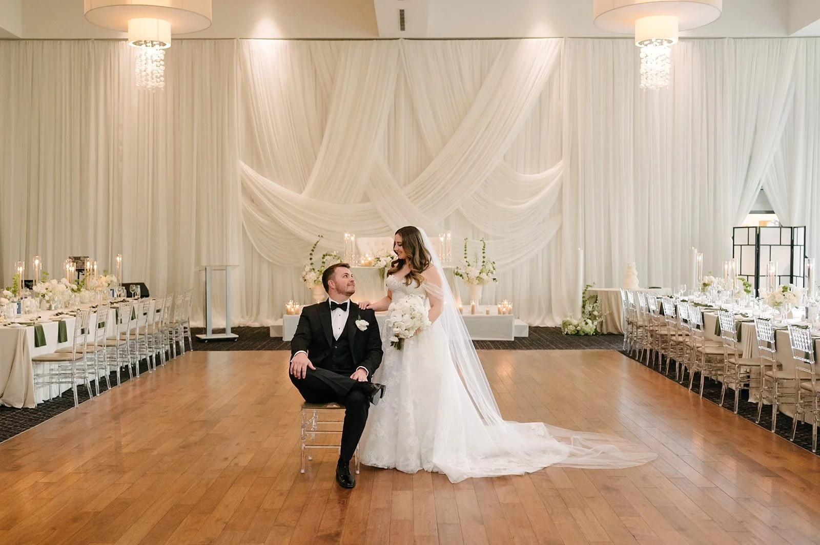 Alexandra + Richard Wedding at The Guild Inn Estate | Luxury White &amp; Green Wedding Florals Toronto