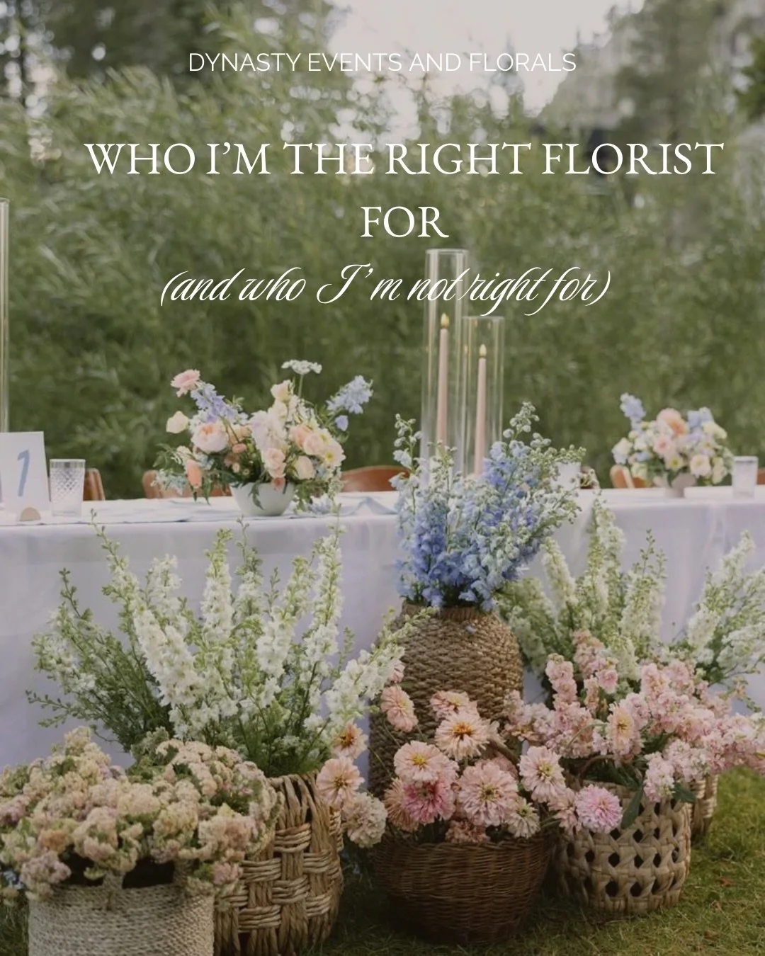 Not every client is the right fit, and that&rsquo;s a good thing.

I design best for couples who value:
&bull; intentional floral design
&bull; a cohesive wedding aesthetic
&bull; a guided, professional process

This is how we create elevated, seamle