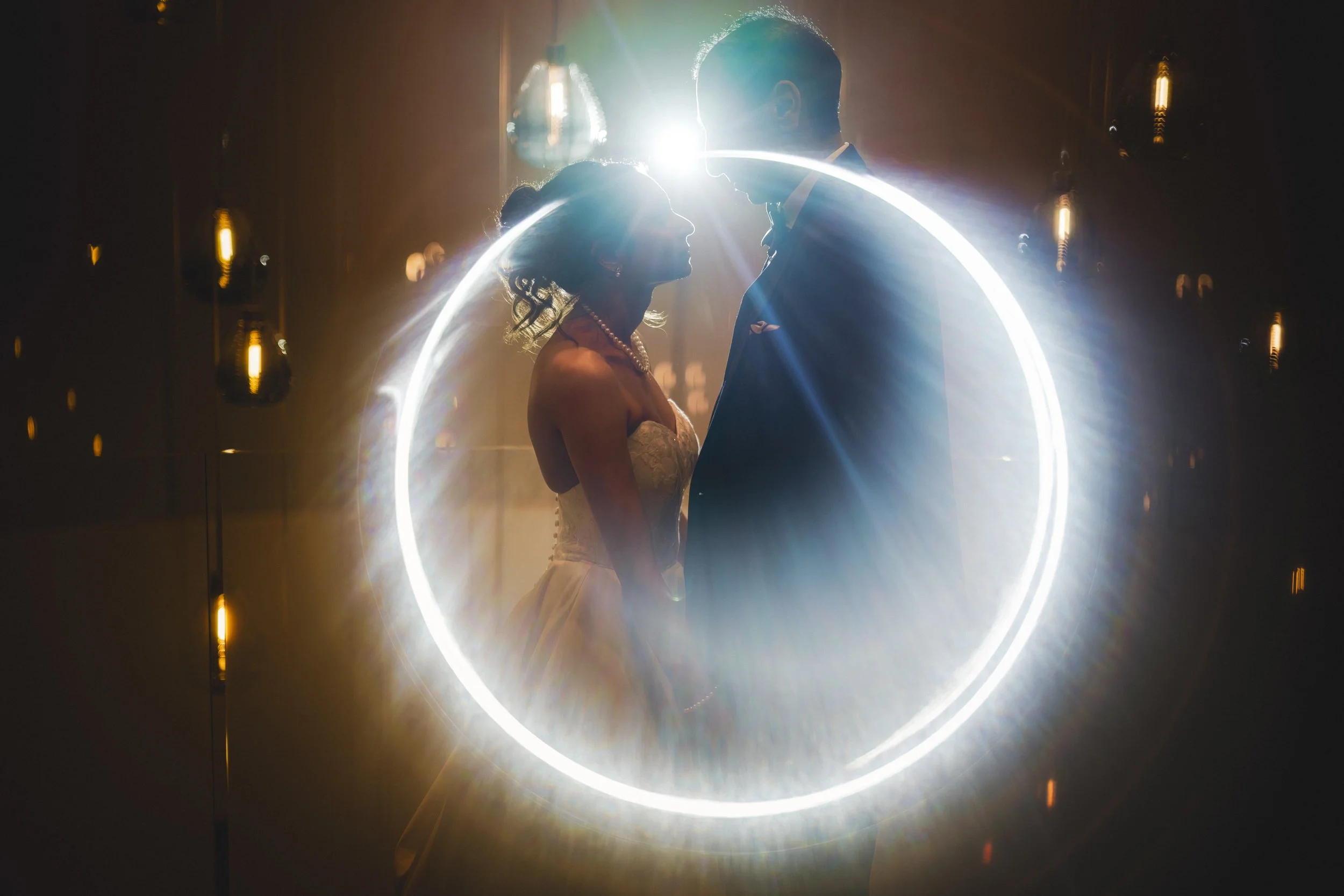 A couple just married at the Pearle hotel and spa, toronto wedding flowers