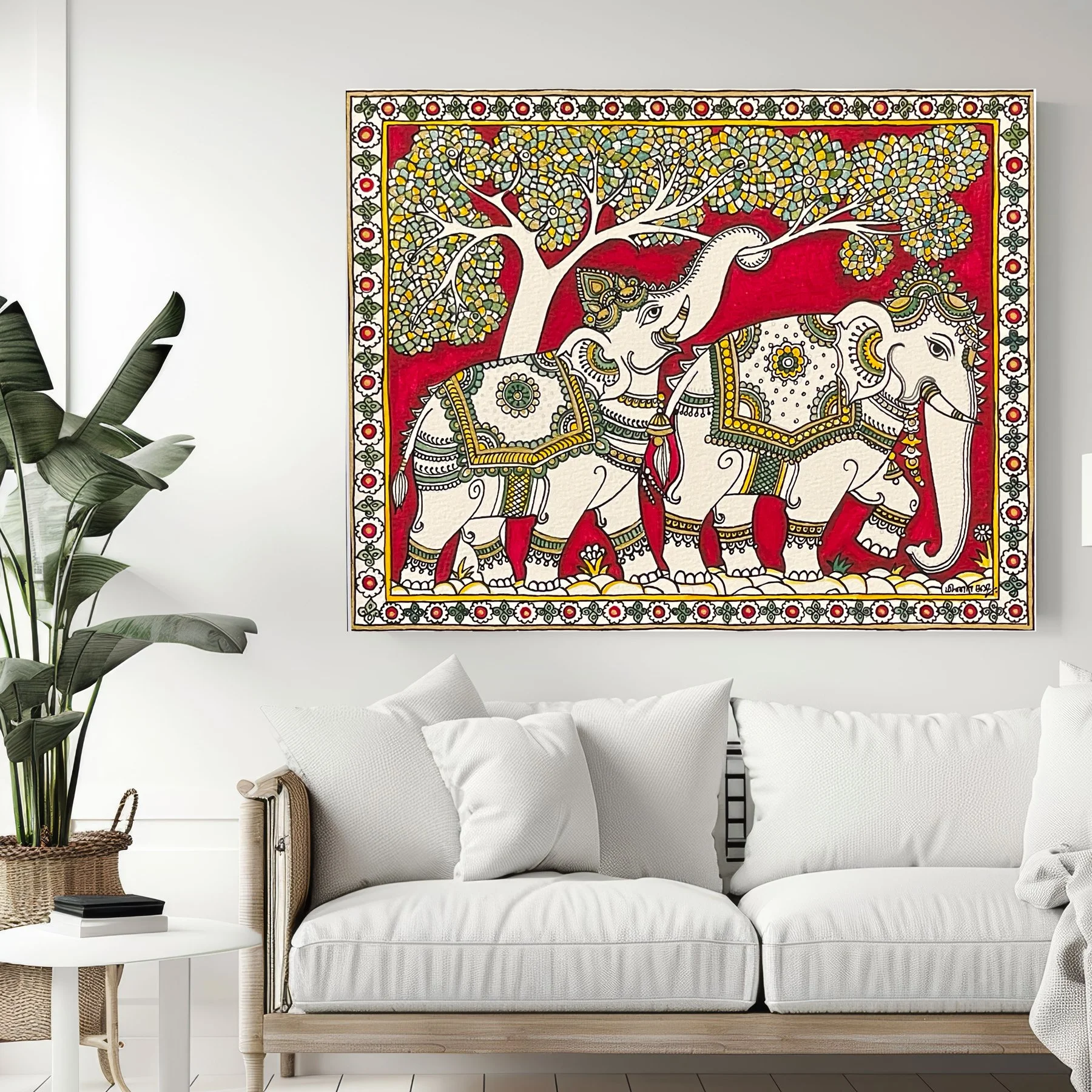 Two elephans-Kalamkari