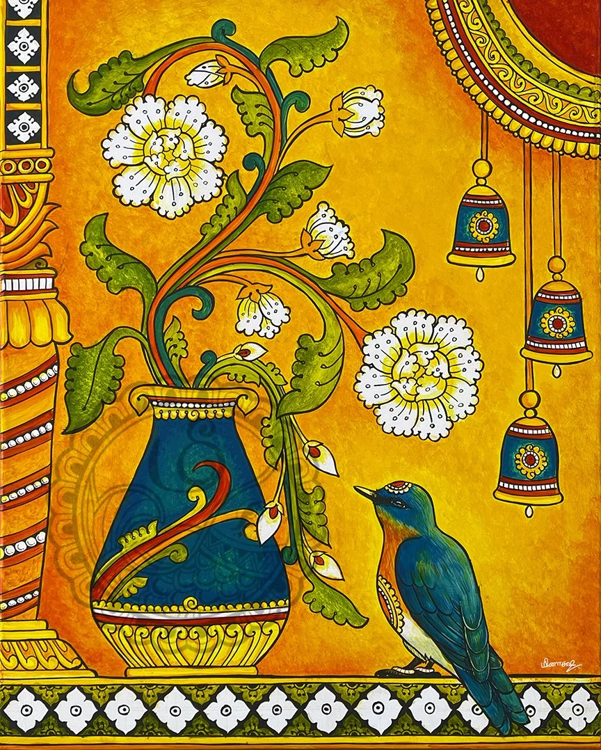 Blue bird and flower