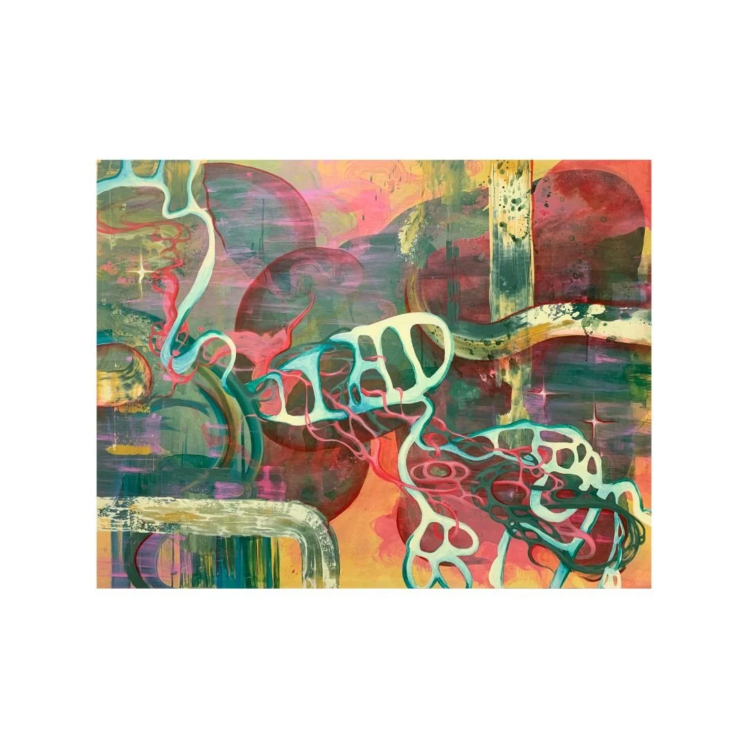 serpentine lullaby, 36"x48", 2023. collaboration with kendall matsey and kennedy stewart.