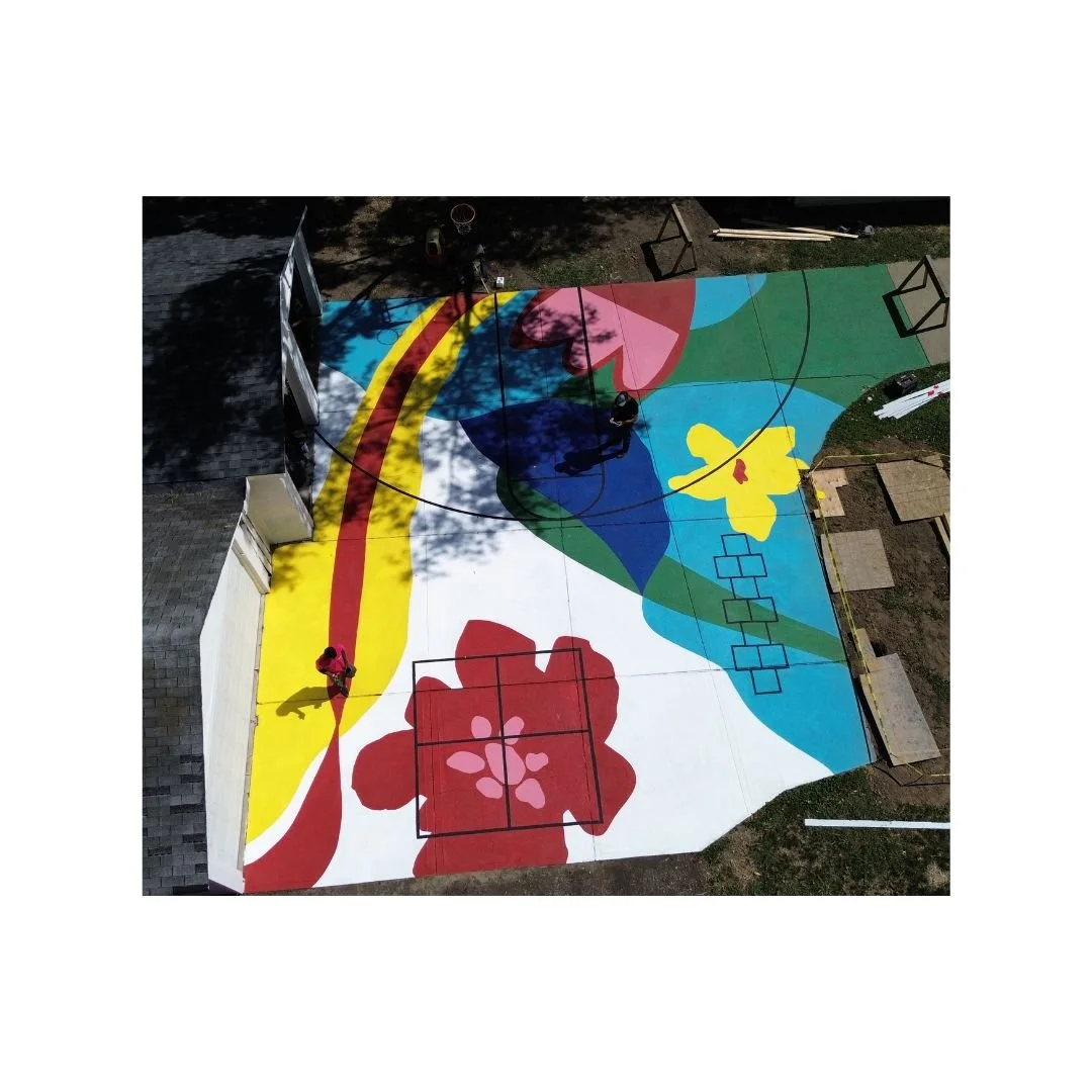 mural design "Momentum!" by ellie kay wallace. production artist and designer, 2024.