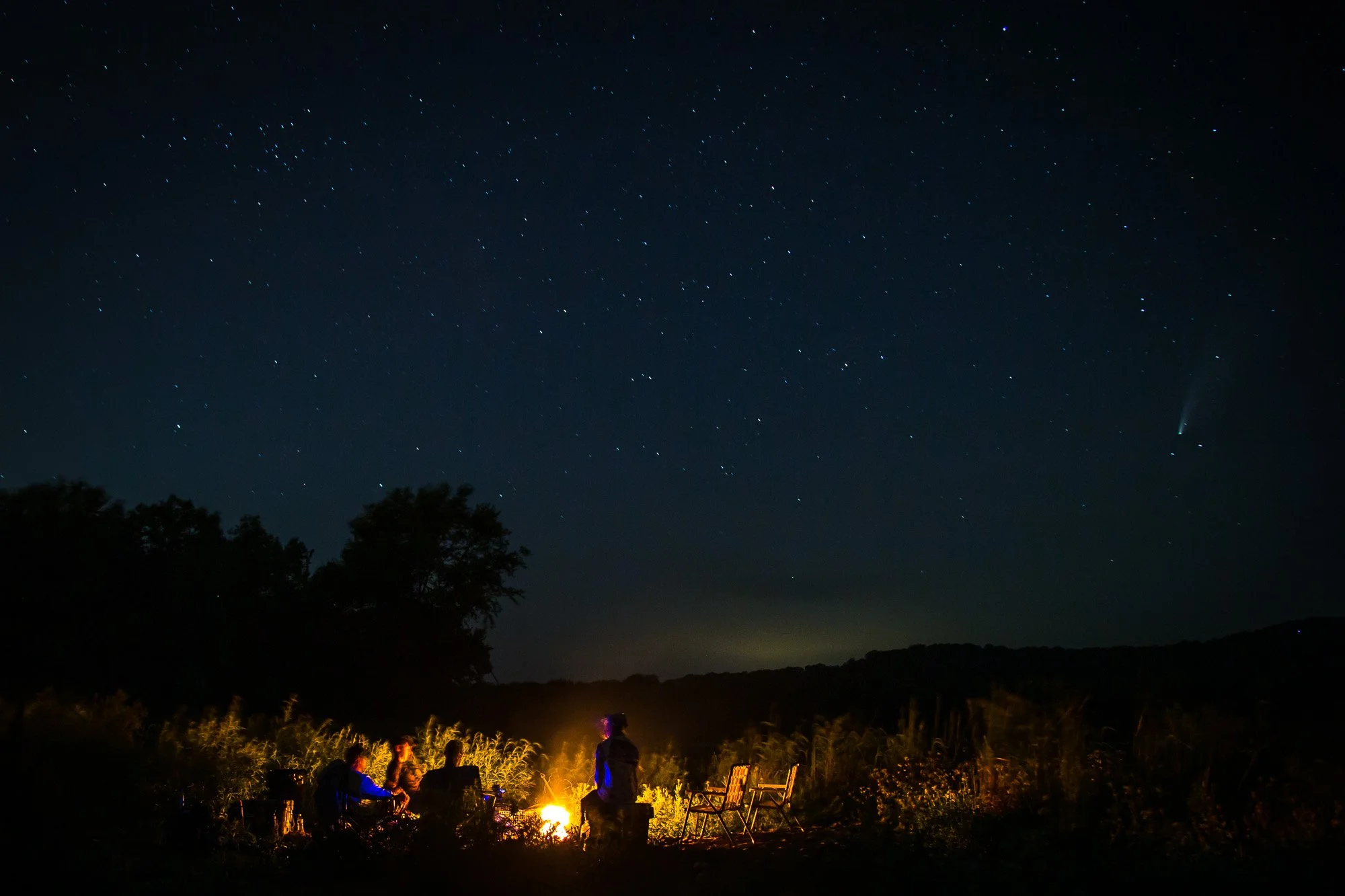 Anglers enjoy a campfire on the Wisconsin River with camping during Crash Camp