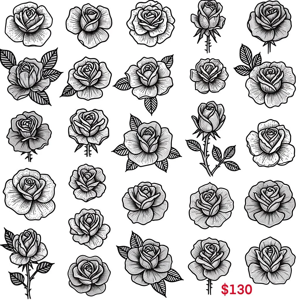 Stella tattoo flash sheet