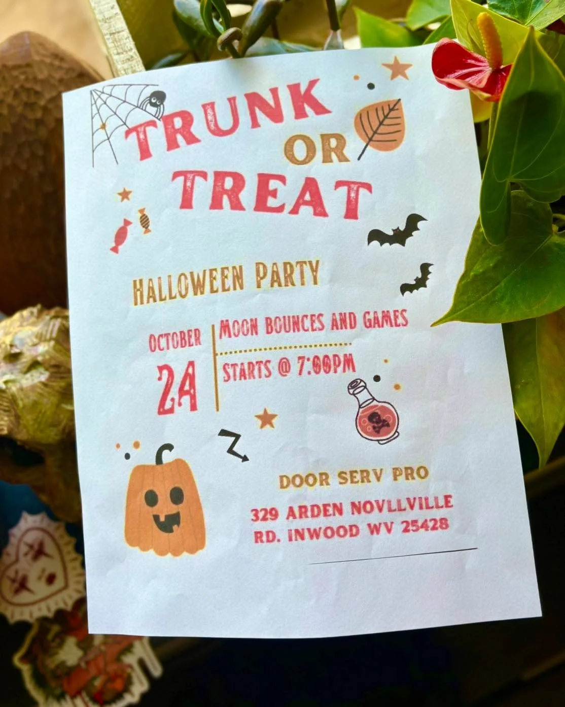 TRUNK OR TREAT EVENT! Our neighbors are hosting a trunk or treat Friday 10/24 at 7pm, and we&rsquo;ll be there giving out temporary tattoos and candy. See you there! 🍬🎃