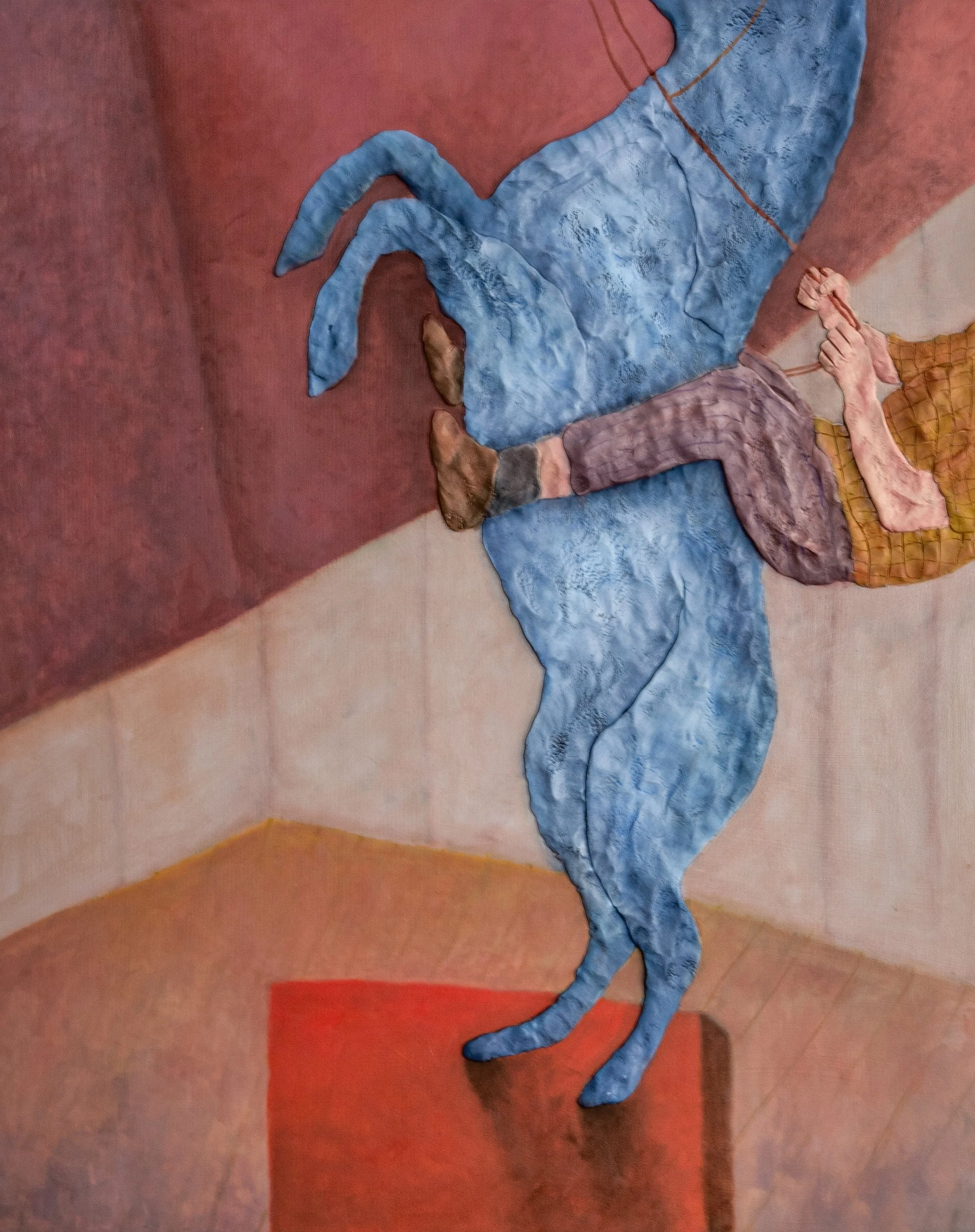 Ancestry of a Feeling; 2026; 30 in x 24 in; Epoxy clay, oil, and acrylic on cradled wood panel