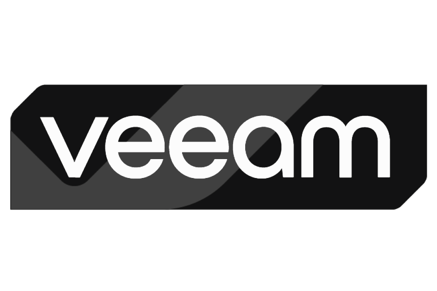 The Veeam logo with white lowercase letters on a black and gray rectangular background.