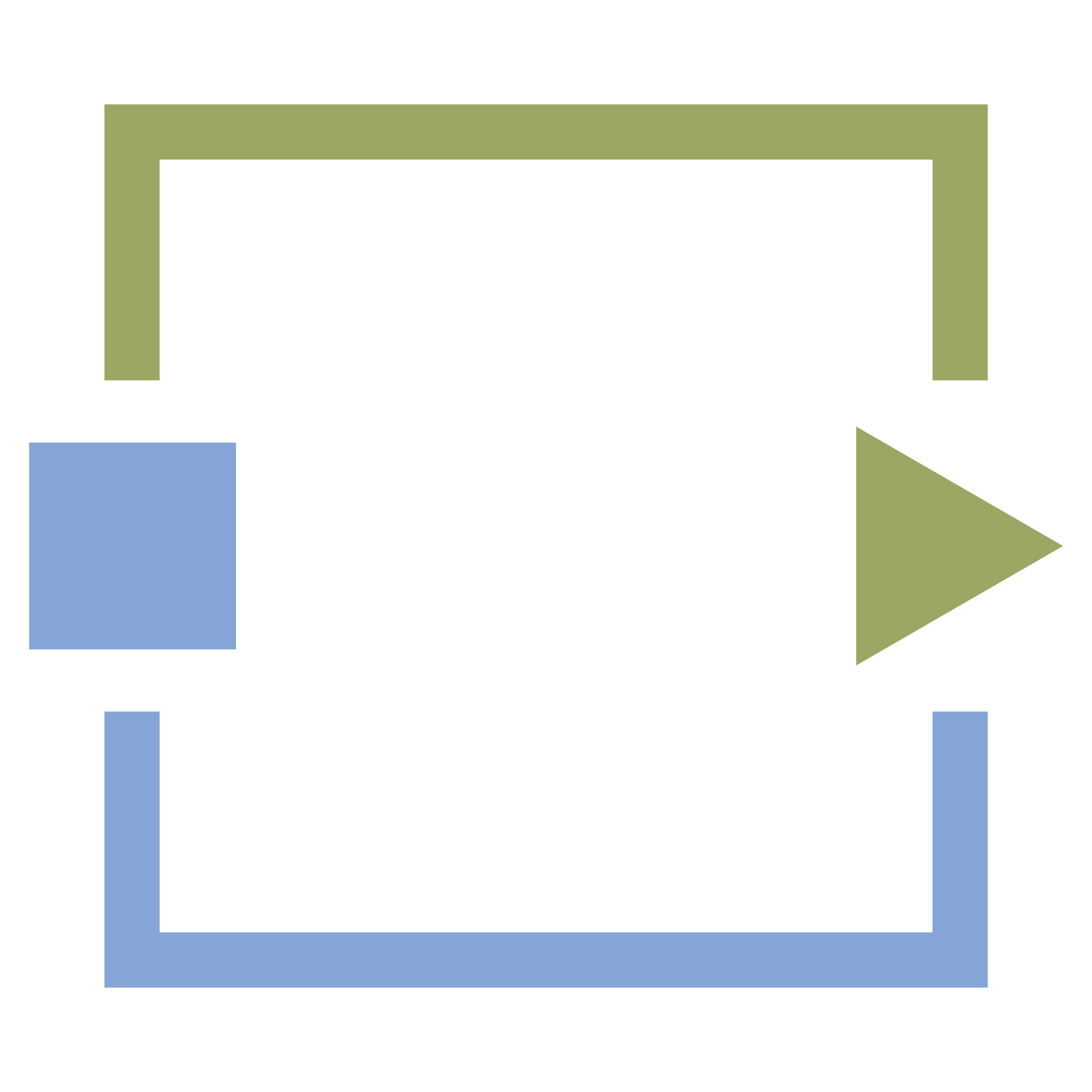Flowchart diagram with shapes connected by arrows, including green, blue, and black elements.