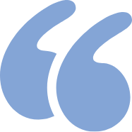 A large blue quotation mark graphic.
