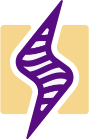Stylized purple DNA helix with a beige background