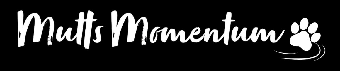 Text that reads 'Muts Momentum' with a paw print logo on the right.