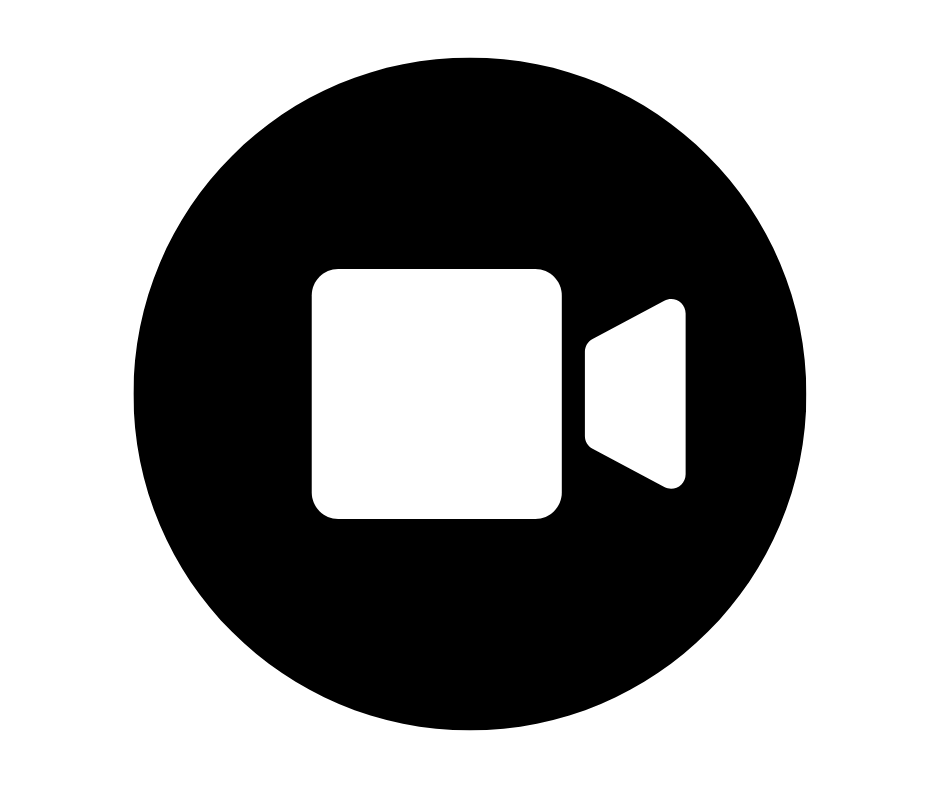 Black and white video camera icon