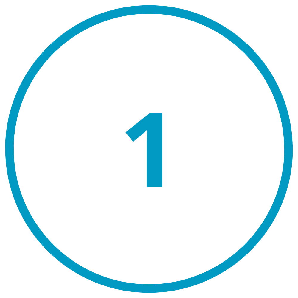 Blue circle with the number 1 in the center.