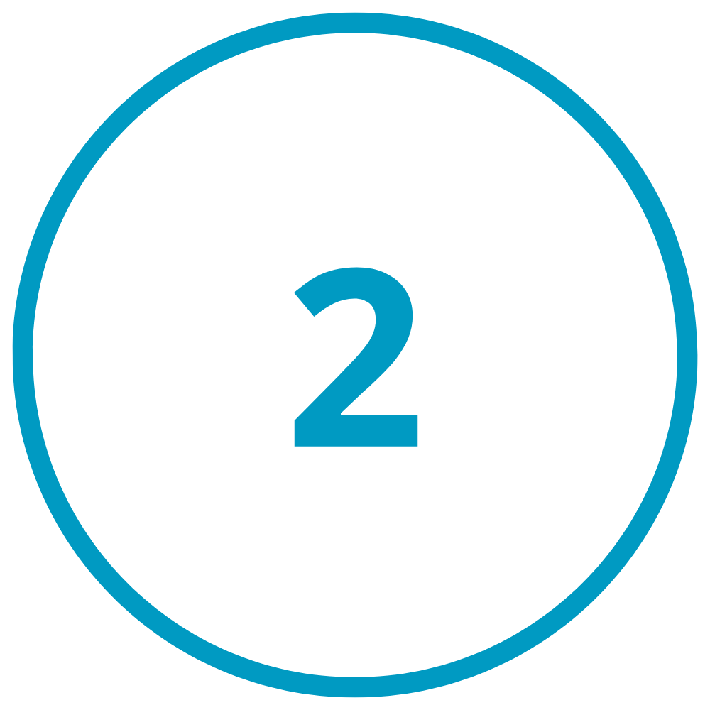 A digital countdown timer with the number 2 displayed inside a blue circle on a black background.