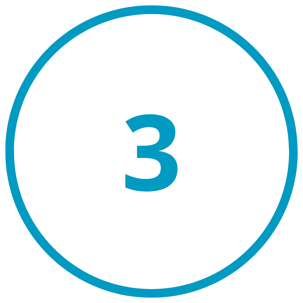 Number three inside a blue circle on a black background.