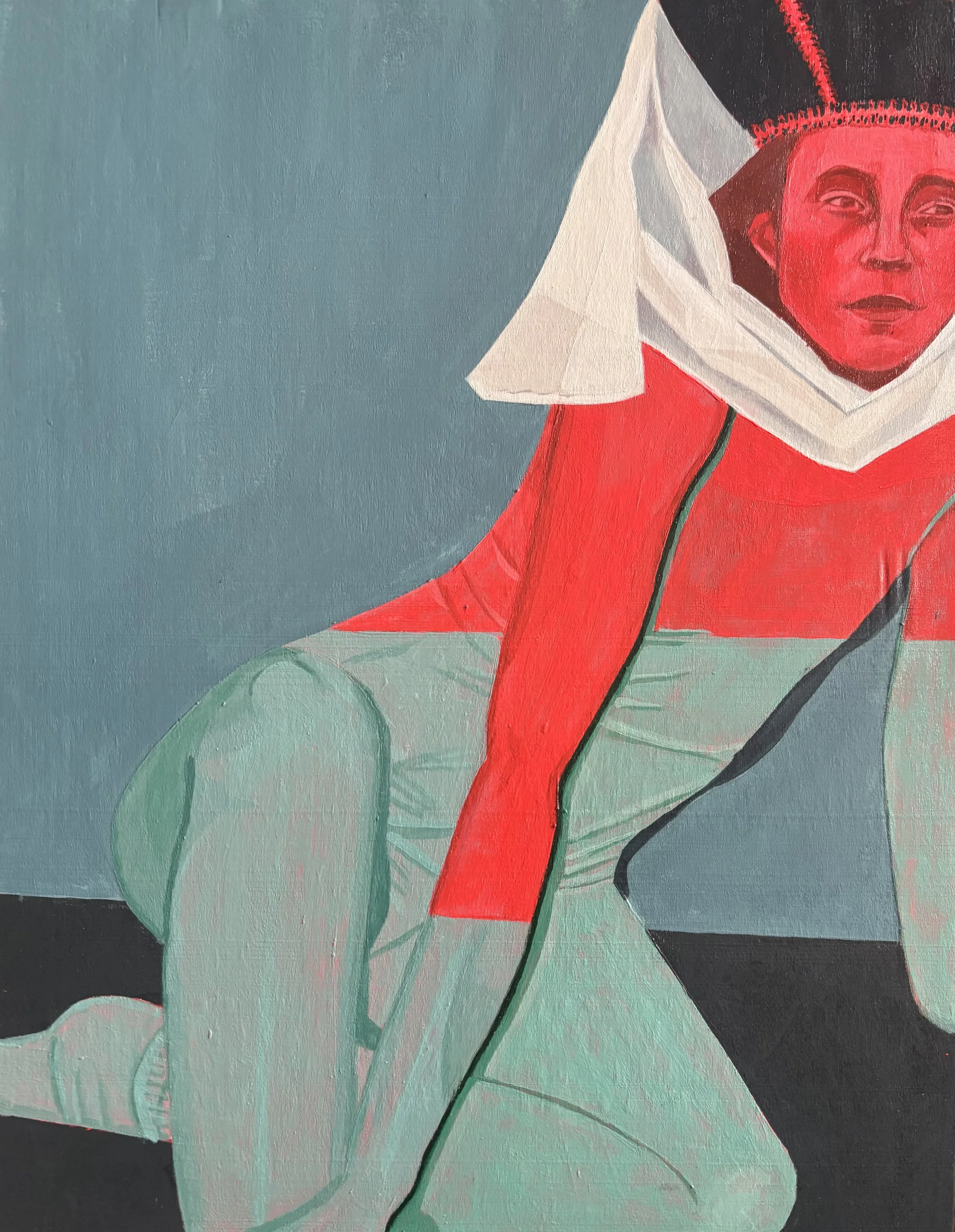 "Red Queen" 2025 11"x14" acrylic on wood panel   Details   