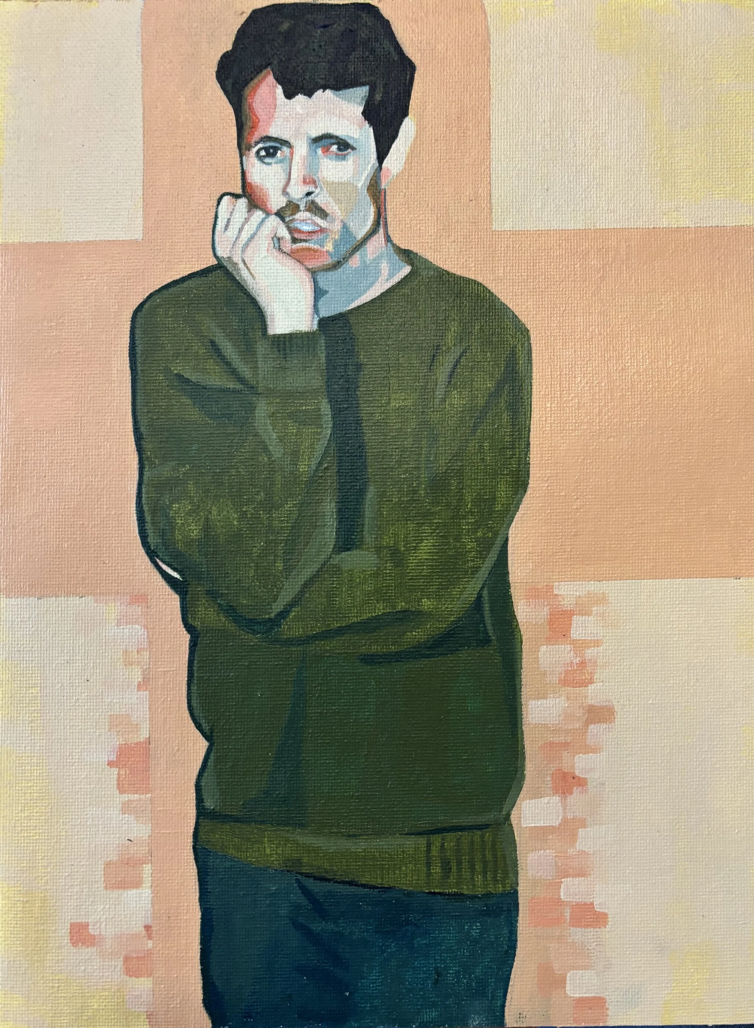 "Peaches 2" 2025 9"x12" acrylic on wood panel   Details   