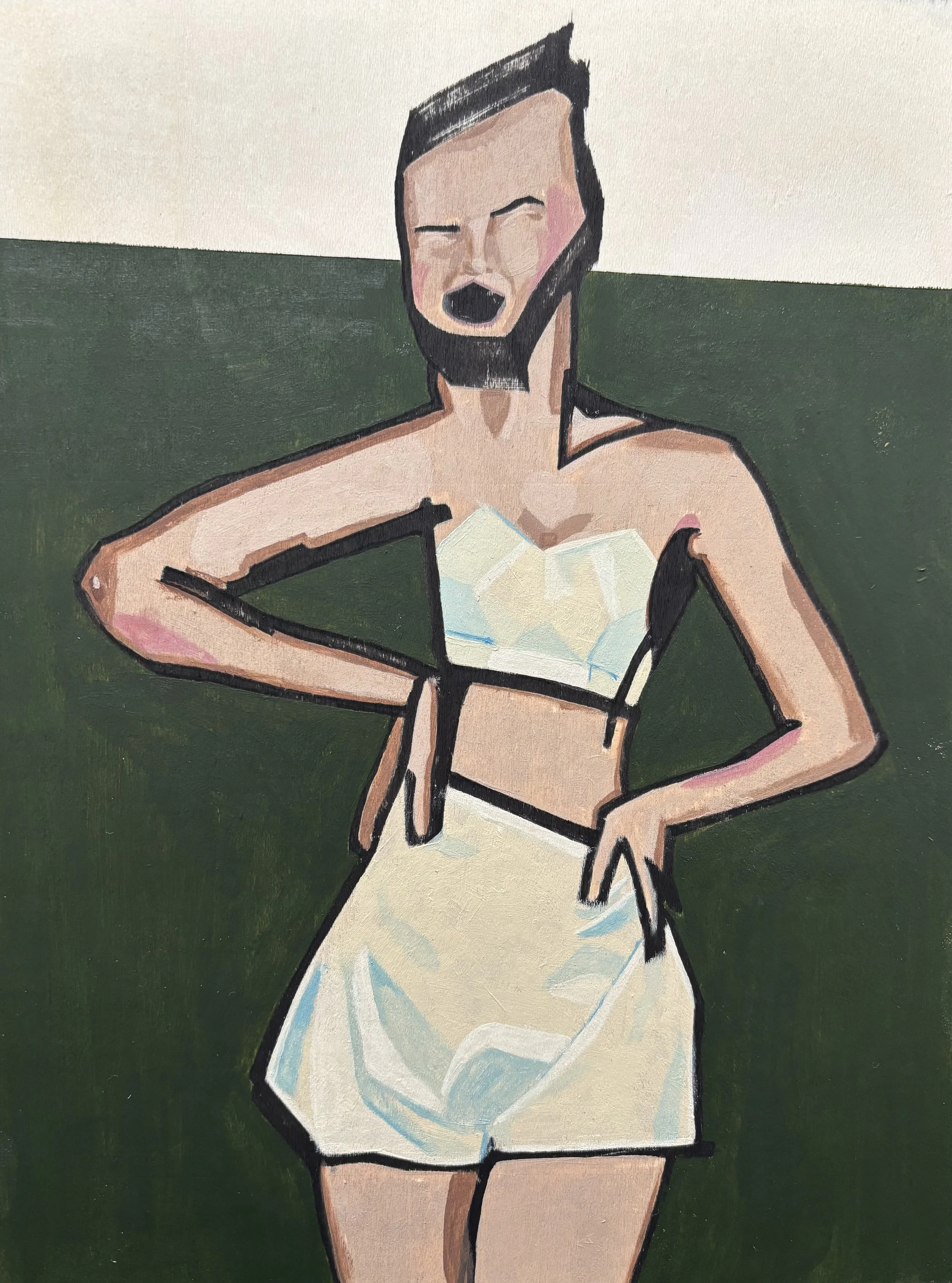 "Bunny" 2025 9"x12" acrylic on wood panel   Details   