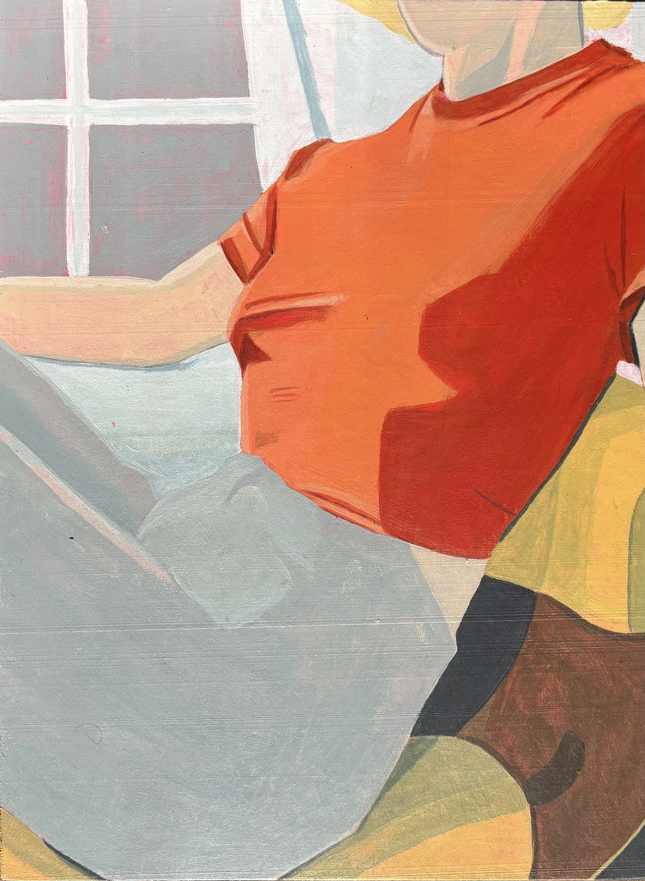 "Living Room Scene" 2025 9"x12" acrylic on wood panel    - Sold 