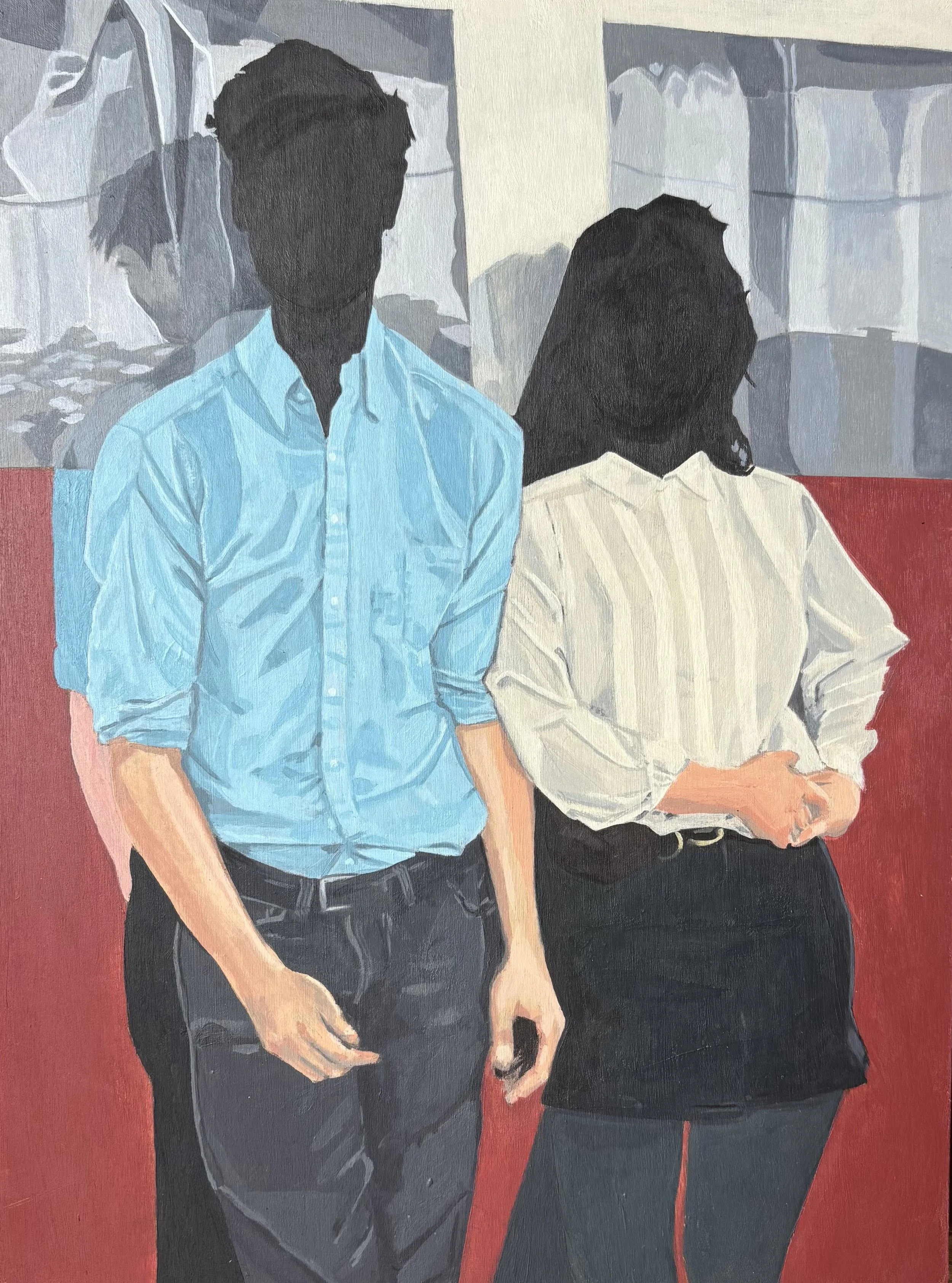 "Two Shirts" 2025 8"x10" acrylic on wood panel   Details   