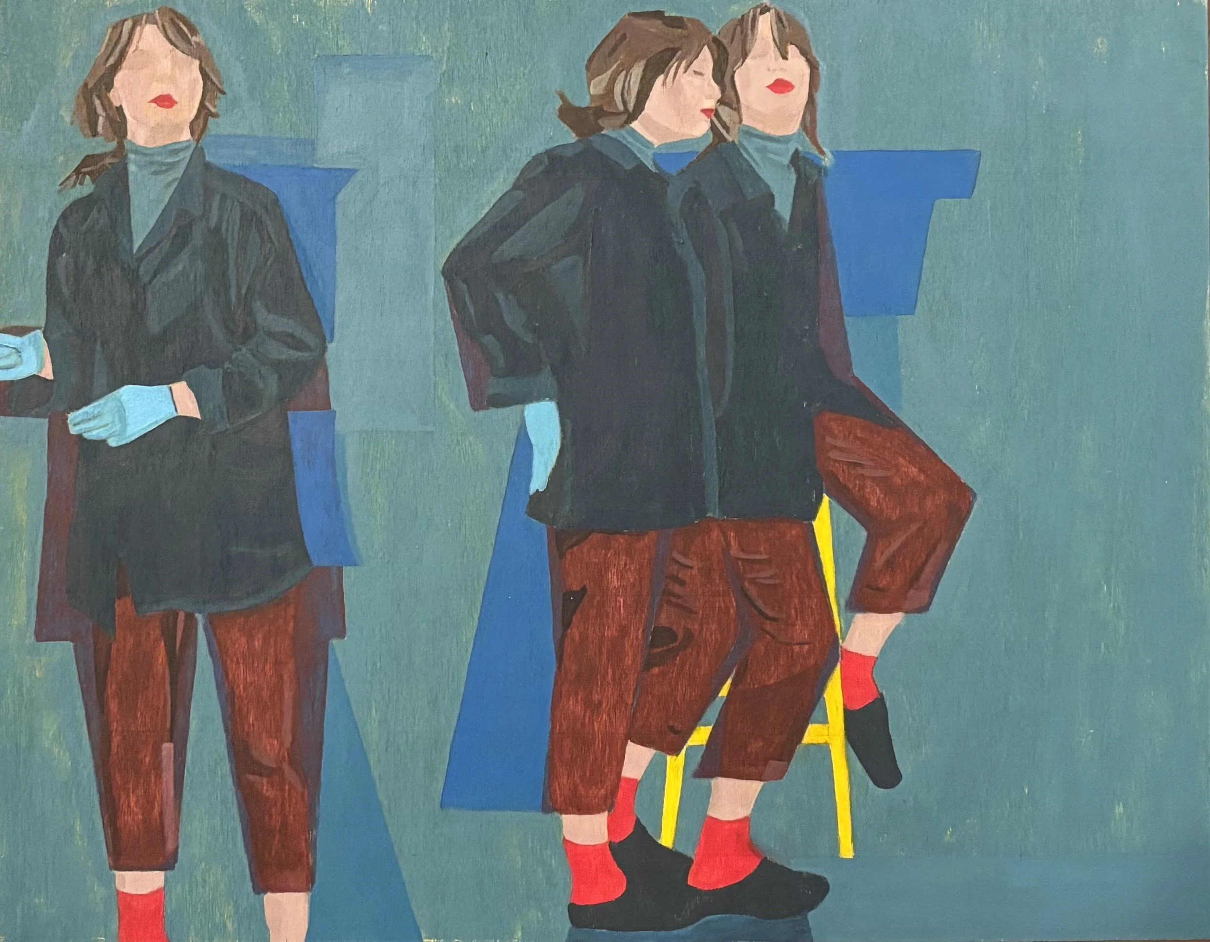 "Artist, cornered." 2026 14"x11" acrylic on wood panel   Details  