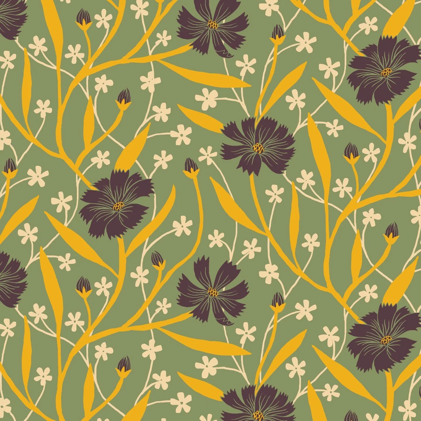 A trailing floral pattern I made while participating in the Trailing Floral Challenge with Barbell Dressler in May. There has been a huge time gap between the sketching and coloring phases! 😂 It never got exactly to the result I had in mind but ther