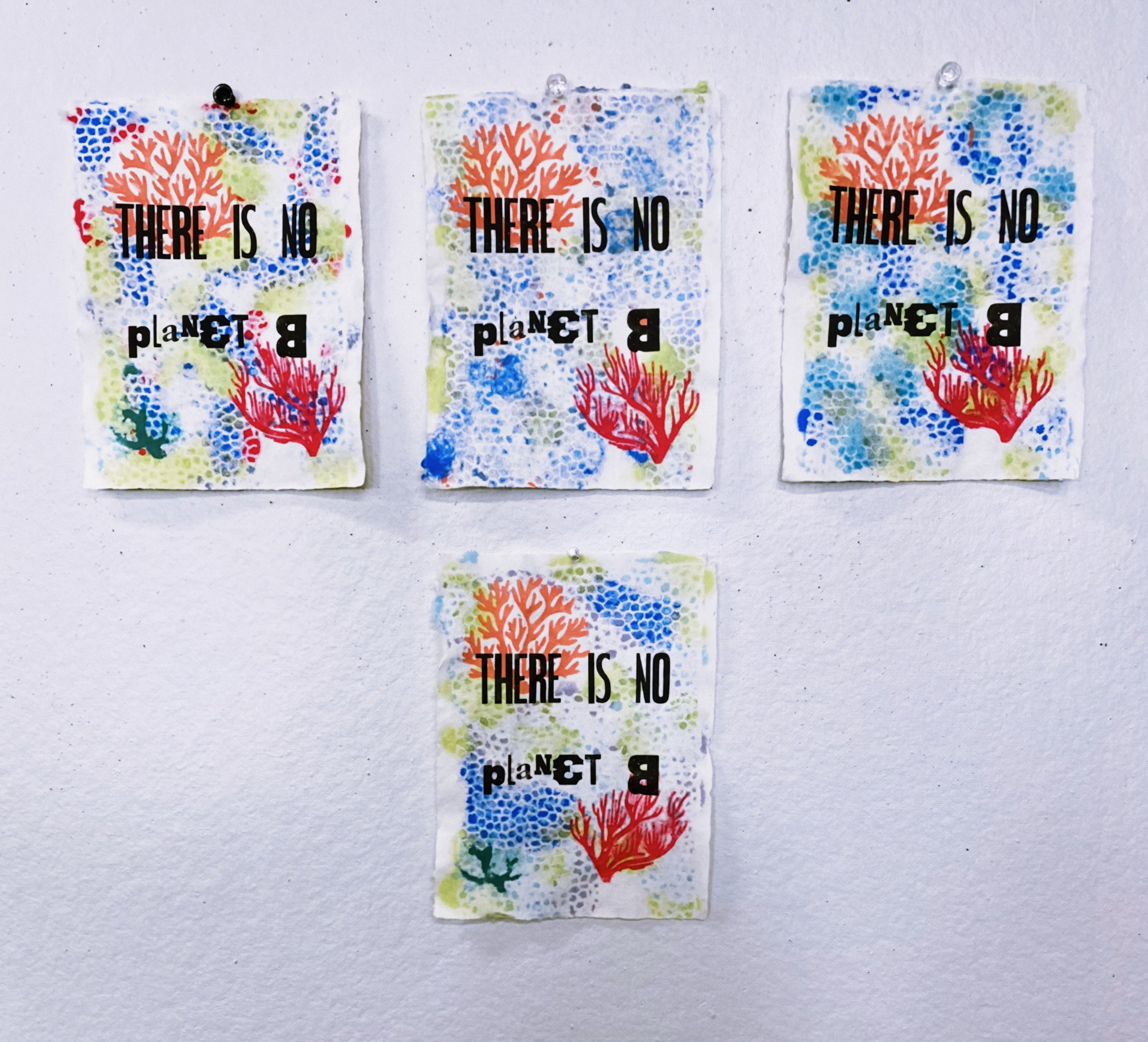 ‘there is no planet B’ street art project - letterpress on colored pulp-patterned flax paper. april 2022.