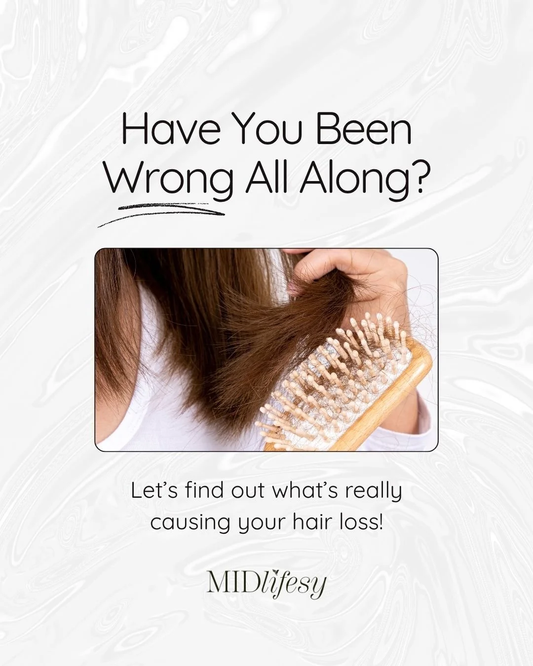 ✨ Not all hair loss is created equal.
Whether it&rsquo;s triggered by stress, hormones, nutrient deficiencies, or metabolic shifts&mdash;the right solution starts with the right diagnosis.

At Midlifesy, we get to the root cause of your shedding or t