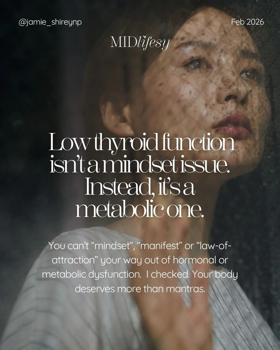 I love mindset work.
But it can&rsquo;t outthink a struggling thyroid.

When thyroid hormones are off, you might feel:

&bull; more anxious or irritable
&bull; mentally slower
&bull; foggy or unfocused
&bull; emotionally flat
&bull; overwhelmed by sm