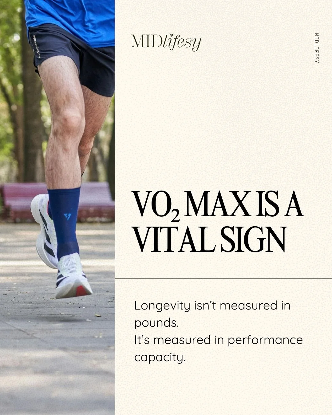 You&rsquo;ve probably been told to watch your weight.

But if your goal is longevity, there&rsquo;s a more meaningful metric to track:

VO₂ Max.

It measures your body&rsquo;s ability to take in, transport, and use oxygen efficiently during effort.

